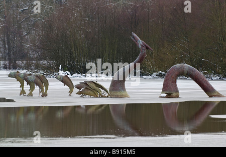 Fabulous Water Beast in The Lake at Llandrindod Wells Powys Mid Wales UK Stock Photo