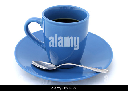 American coffee and biscotti against a white or blue background Stock Photo