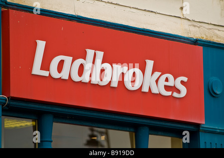 Ladbrokes betting shop sign logo Stock Photo