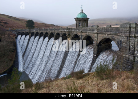 water overflowing the 'craig goch' dam in the 'elan valley' Stock Photo
