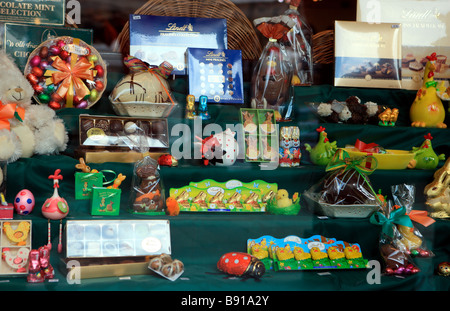 Easter egg display in shop window Stock Photo