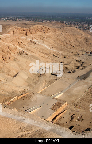 Mortuary Temple of Queen Hatshepsut, cliff top landscape view, 'Deir el-Bahri', 'West Bank', Luxor, Egypt, [North Africa] Stock Photo