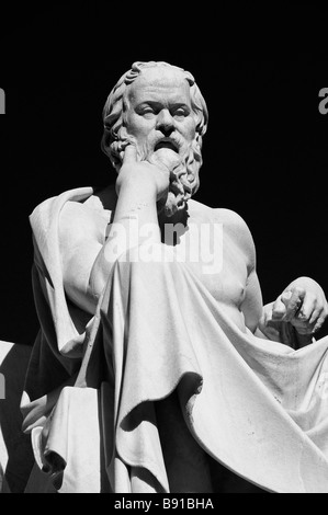 Socrates- ancient greek philosopher, marble statue in front of the building of Academy. Athens, Greece Stock Photo
