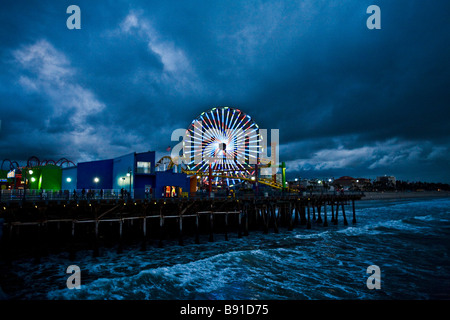 Santa Monica Pier Sunset Los Angeles County California United States of America Stock Photo