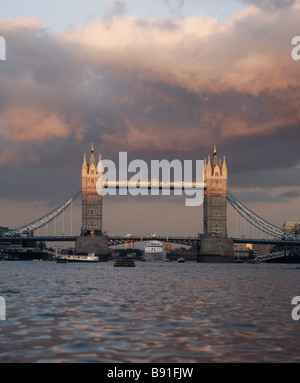 Tower Bridge at Sunset, the river Thames London Stock Photo