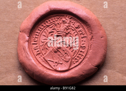 Impression in wax of Medieval 15th century Seal Matrix Stock Photo