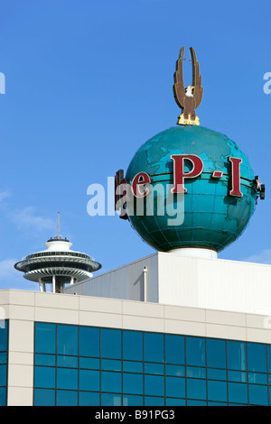 Seattle PI building Space Needle Seattle Washington USA Stock Photo