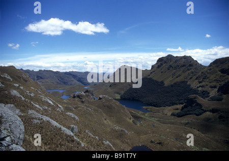 Paramo scenery and lakes in Cajas National Park, Ecuador Stock Photo