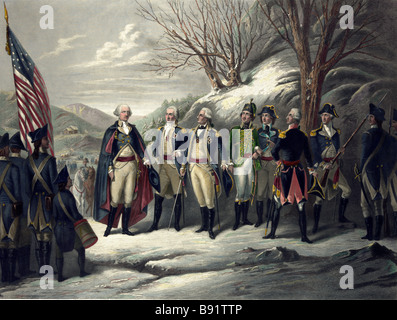 Print showing General Washington with Officers Stock Photo