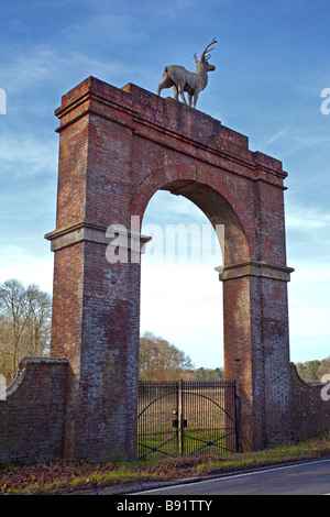 Five-Legged Stag Gate, Drax Estate, Wimborne, Dorset, England Stock Photo