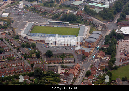 Aerial view of Telford United football stadium in Wellington Shropshire England Uk Whitehouse Hotel Stock Photo