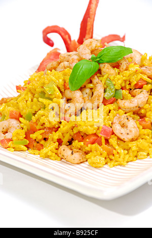 Curried rice with prawns Stock Photo