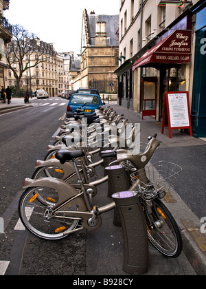 Self service bike hire system in Paris France Stock Photo