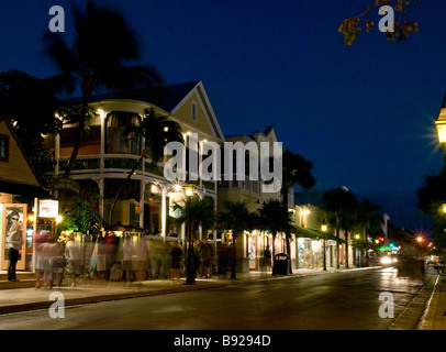 Duval Street Key West FL at night Stock Photo