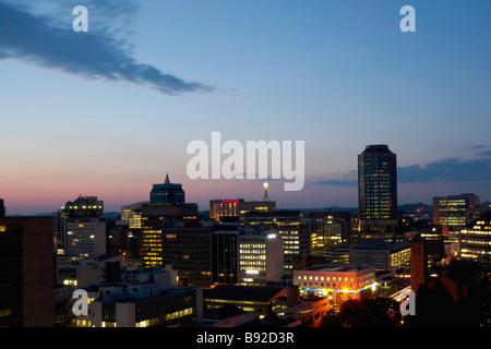 Dim night lights of Harare's CBD attest to the crippling effect of power shortages experienced daily by Zimbabwean. Harare, Mash Stock Photo