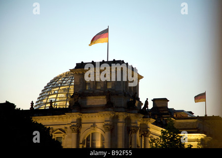 The Reichstag, the seat of the German Parliment, is a popular tourist destination in Berlin Germany Stock Photo