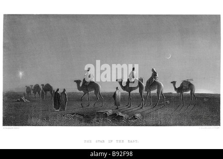 The Star in the East Camel arid desert Moon Wise men Herod Bethlehem Jesus Christ Stock Photo