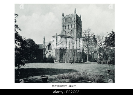 tewkesbury abbey The Abbey of the Blessed Virgin Mary at Tewkesbury in the English county of Gloucestershire is the second large Stock Photo