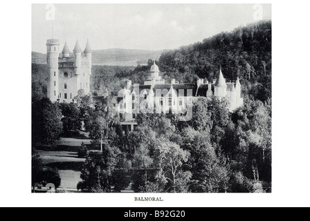 Balmoral Castle is a large estate house situated in the area of Aberdeenshire, Scotland, known as Royal Deeside. The estate was