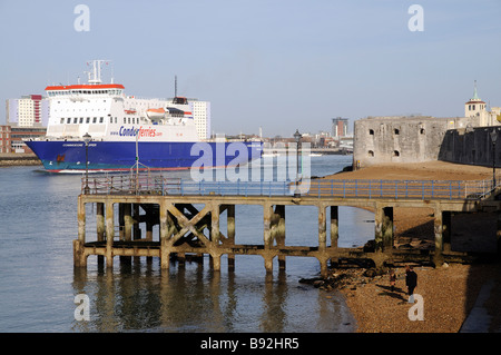 Commodore Clipper a roro ferry sailing out of Portsmouth Harbour on the southern English coast Stock Photo