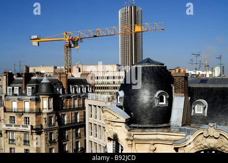 Paris, France, Residential Architecture, Apartment Buildings Skyscraper Hotel Construction Crane, Aerial,