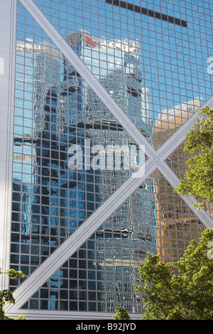 Reflection Of Lippo Centre In Bank Of China Building, Admiralty, Hong Kong Stock Photo