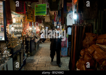 Souvenir shops along David street in the Old city of East Jerusalem Israel Stock Photo