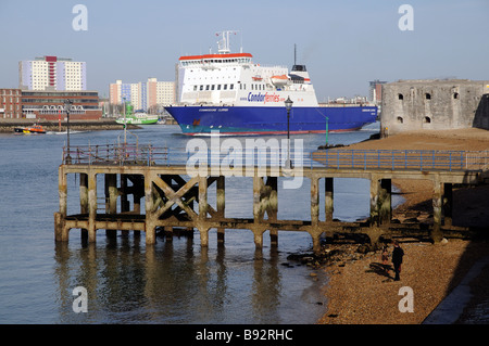 Commodore Clipper a roro ferry sailing out of Portsmouth Harbour on the southern English coast Stock Photo