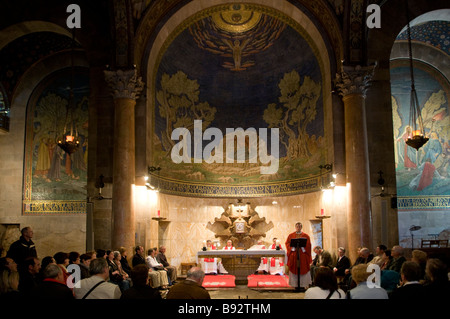 Catholic Mass at the Roman Catholic Church of All Nations also known as Basilica of the Agony in mount of Olives East Jerusalem Israel Stock Photo