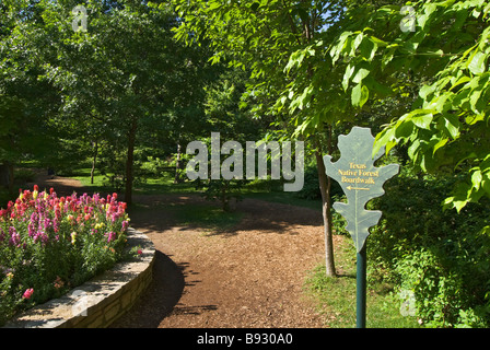 Texas Fort Worth Botanic Garden Native Forest Boardwalk sign Stock Photo