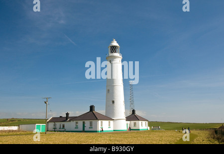 The working lighthouse at Nash Point on the Glamorgan Heritage Coast South Wales on a sunny day Stock Photo