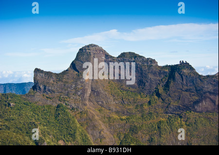 Aerial photo of peak of Mafate volcano, La Réunion, France | Gipfel, Mafate, La Réunion, Luftaufnahme Stock Photo