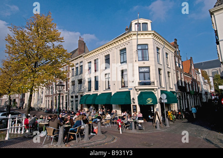 Leiden Netherlands Holland Rapenburg Bar Pub Cafe University Students Stock Photo