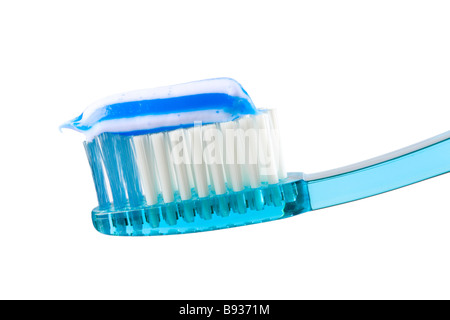 Toothpaste on a toothbrush Stock Photo