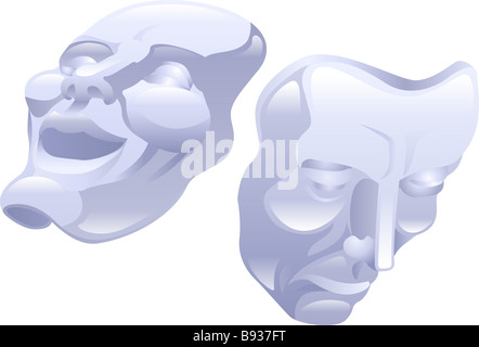 Beautiful shiny theatre comedy and tragedy masks Concept could also be used to represent bipolar disorder Stock Photo