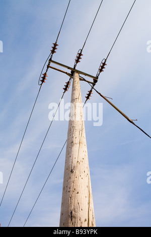 Electricity supply pole in England UK Stock Photo