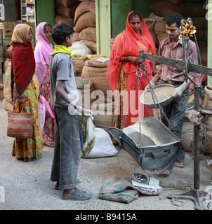 India Rajasthan Udaipur market people Stock Photo