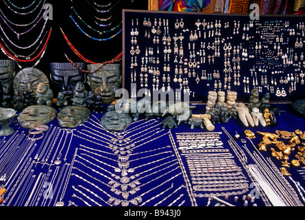jewelry, vendor, Otavalo Market, Indian market, Plaza de Ponchos, town of Otavalo, Imbabura Province, Ecuador, South America Stock Photo