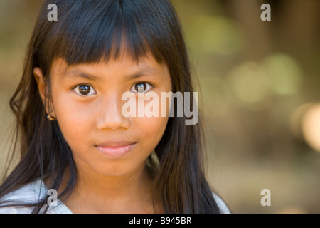 Young Cambodian girl photographed at an Island Village in the Mekong ...