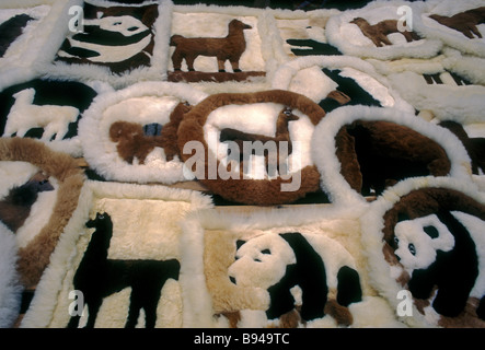rug, rugs, vendor, Otavalo Market, Indian market, Plaza de Ponchos, town of Otavalo, Imbabura Province, Ecuador, South America Stock Photo