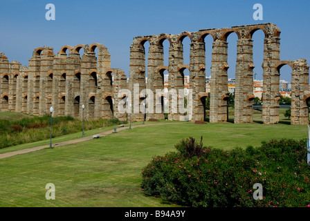 europe spain extramadura merida roman aqueduct Stock Photo