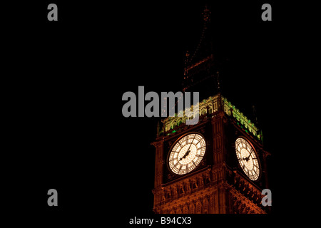 Night Shot of Big Ben (Great Bell), Houses of Parliament, London, England, UK Stock Photo
