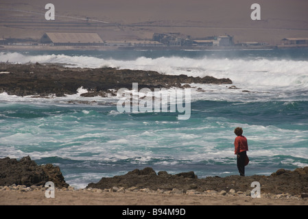 Elk198 2426 Chile Arica beach with woman Stock Photo