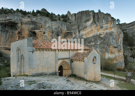 Hermitage of San Bartolome, Cañon del rio lobos, Soria, Castilla y Leon (Spain) Stock Photo