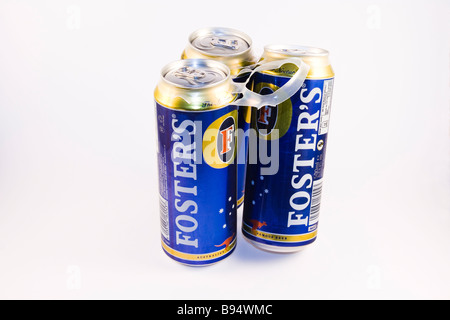 Three cans of Fosters lager Stock Photo