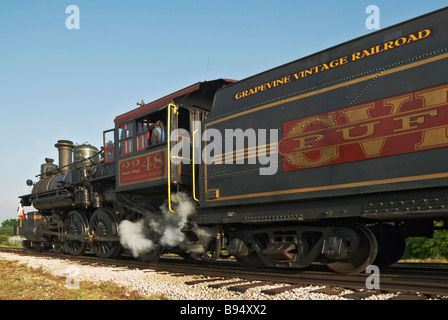 Texas Grapevine Cotton Belt Railroad Industrial Historic District Vintage Railroad steam train locomotive engine Stock Photo