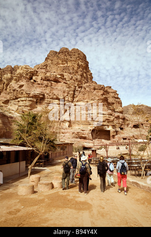 Tourists walking in Petra, Jordan