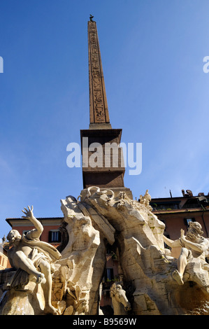 St Agnes in Agone and the Central Fountain by Bernini in the Piazza Navona in Rome Italy Stock Photo