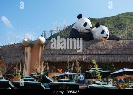 Panda Enclosure, Ocean Park, Hong Kong Island Stock Photo