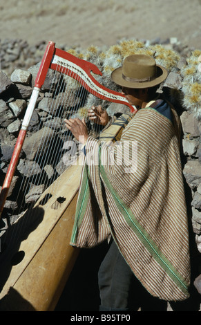 Peru. Peruvian Quechua Indian Musician Playing the Flute on Inca Rail ...